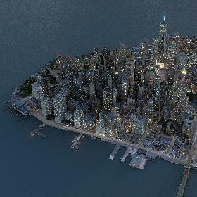 3D Manhattan Lower Night Low Poly